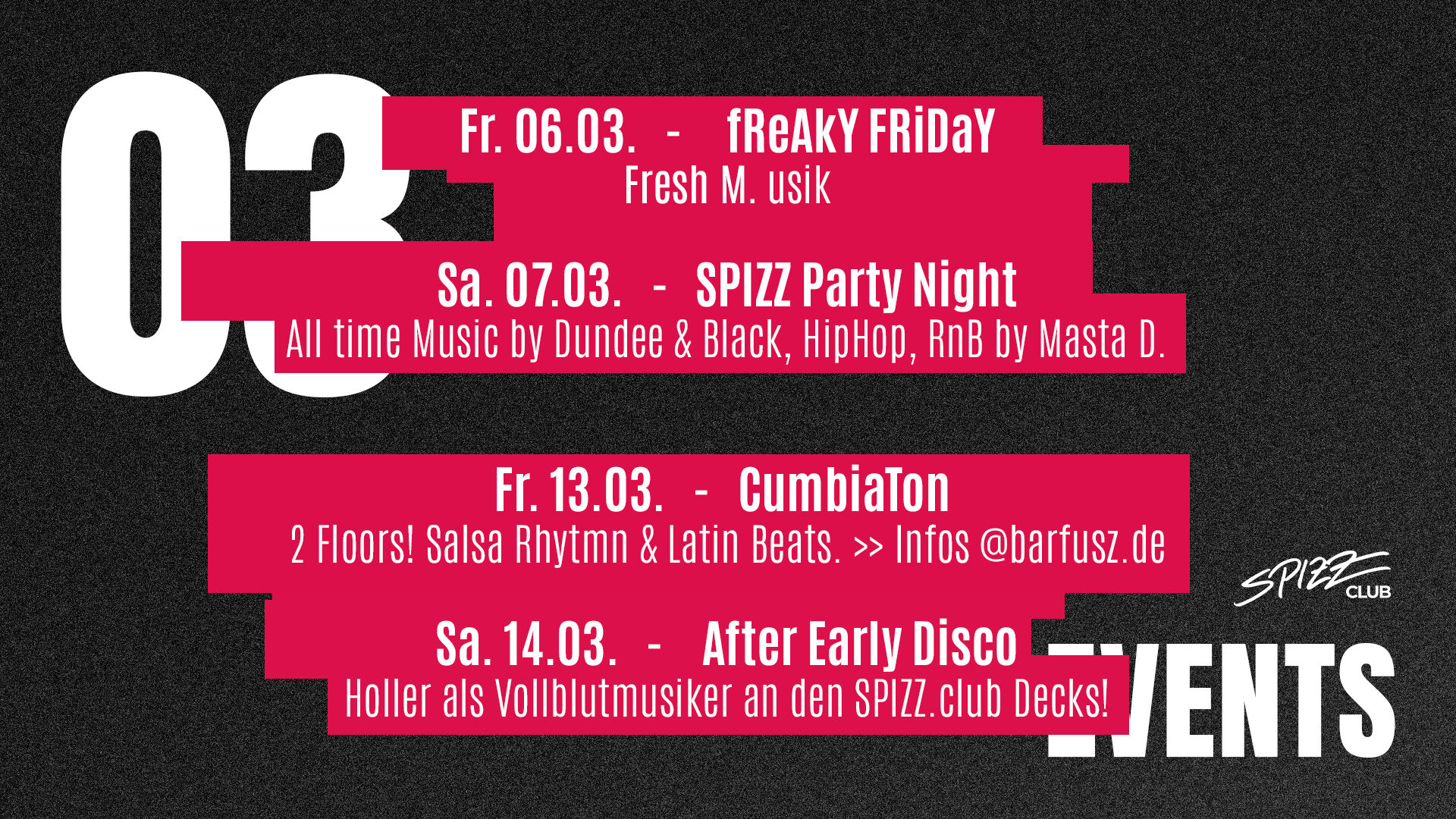 SPIZZ M&auml;rz - Programm